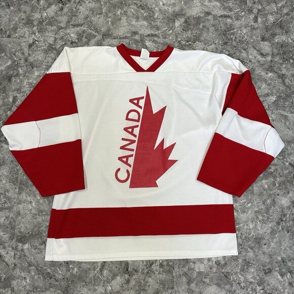 Vintage Team Canada Hockey Jersey 2XL Athletic Knit White Red - Picture 1 of 5